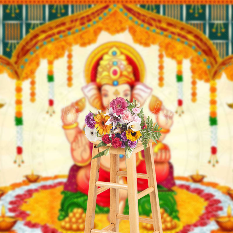 Lofaris Religious Elephant God Ganesh Chaturthi Backdrop