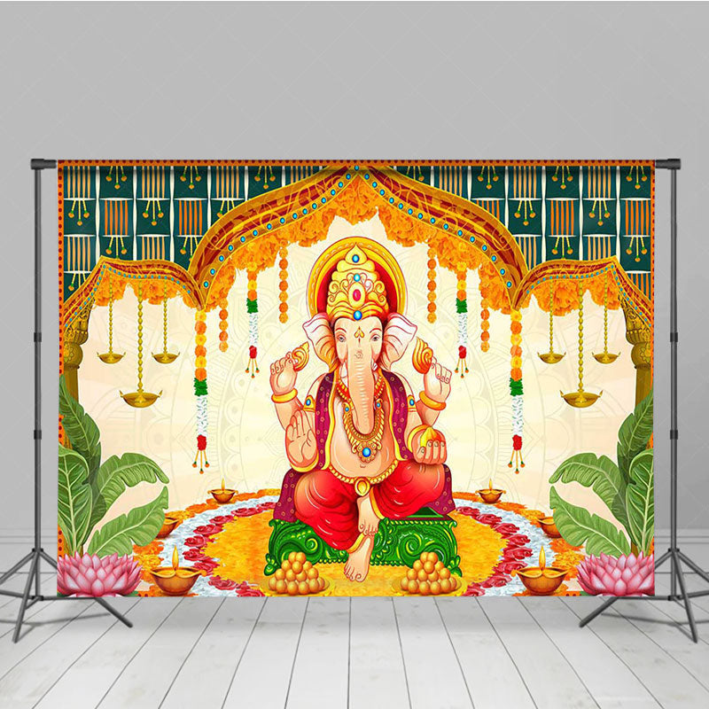 Lofaris Religious Elephant God Ganesh Chaturthi Backdrop