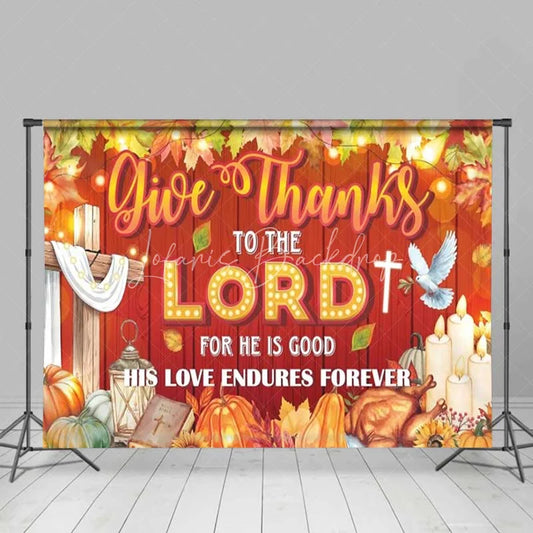 Lofaris Religious Thanksgiving Backdrop Give Thanks to the Lord Red Wood Photography Background