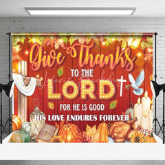 Lofaris Religious Thanksgiving Backdrop Give Thanks to the Lord Red Wood Photography Background