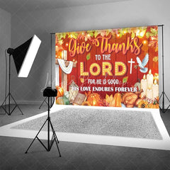 Lofaris Religious Thanksgiving Backdrop Give Thanks to the Lord Red Wood Photography Background