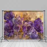Lofaris Rendered Purple Gold Abstract Floral Fine Art Backdrop
