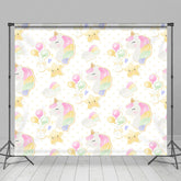 Lofaris Repeat Balloons Unicorn Star Cake Smash Backdrop