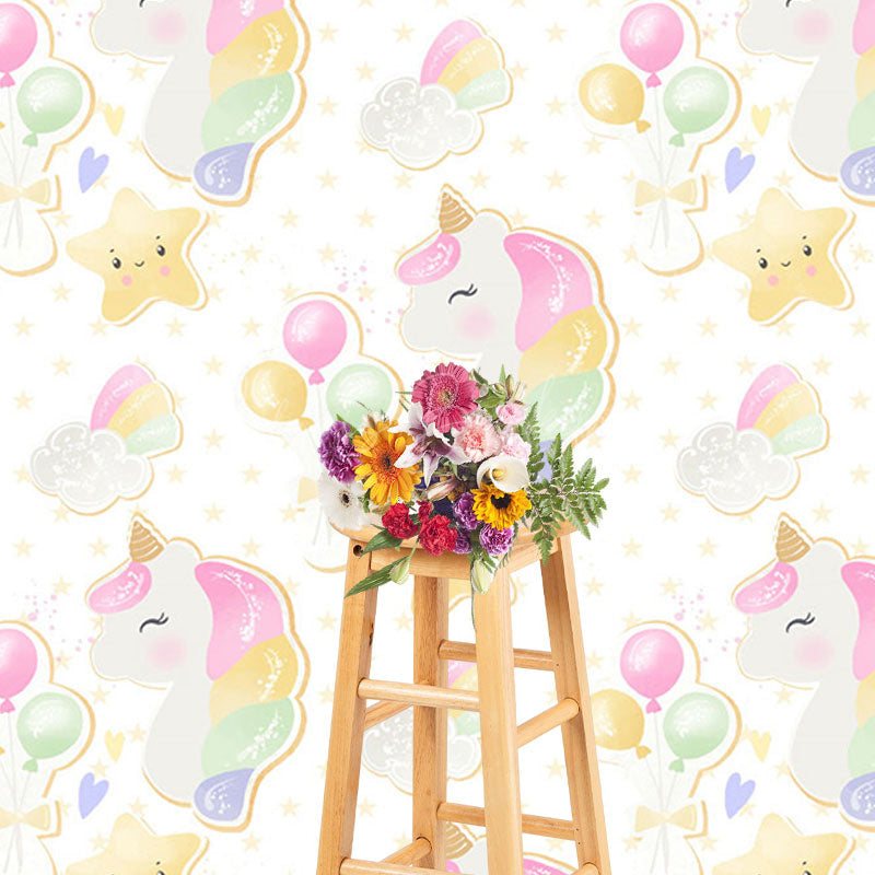 Lofaris Repeat Balloons Unicorn Star Cake Smash Backdrop