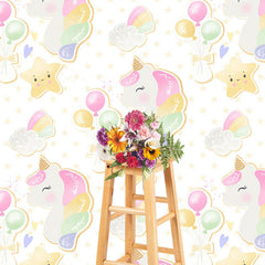 Lofaris Repeat Balloons Unicorn Star Cake Smash Backdrop