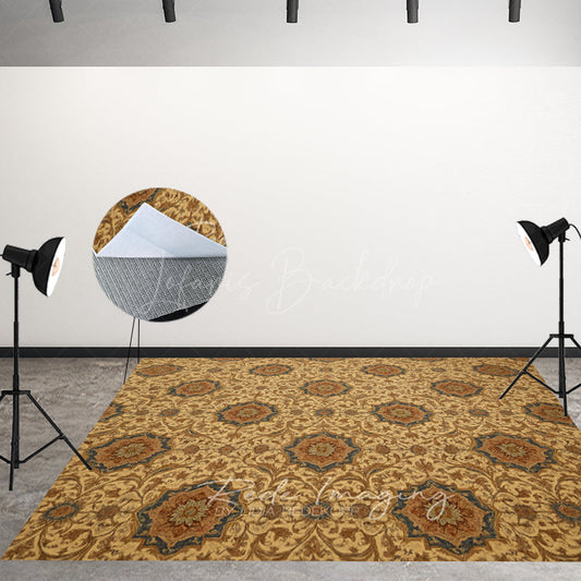 Lofaris Repeat Slovakia Gold Fabric Floor Backdrop For Photo