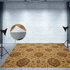 Lofaris Repeat Slovakia Gold Fabric Floor Backdrop For Photo