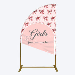 Lofaris Repeated Bow Girls Just Wanna Be One Half Moon Arch Backdrop
