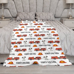 Lofaris Repeated Cute Dalmatian Red Fire Truck Baby Blanket