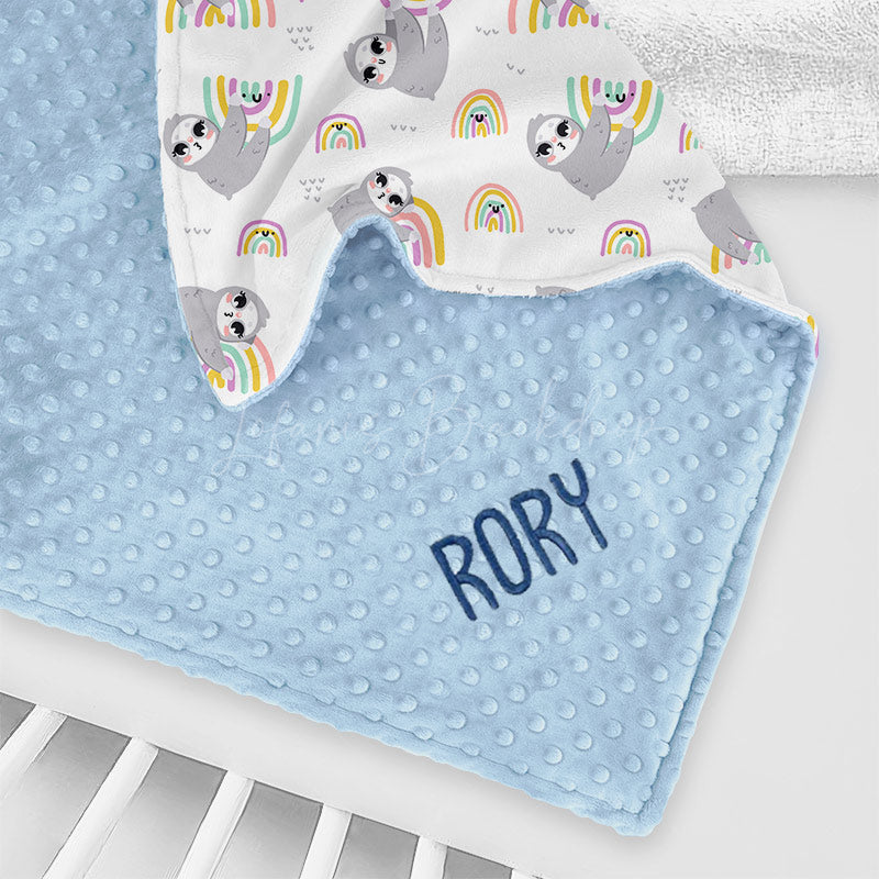 Lofaris Repeated Cute Rainbow Sloth Girl Minky Baby Blanket