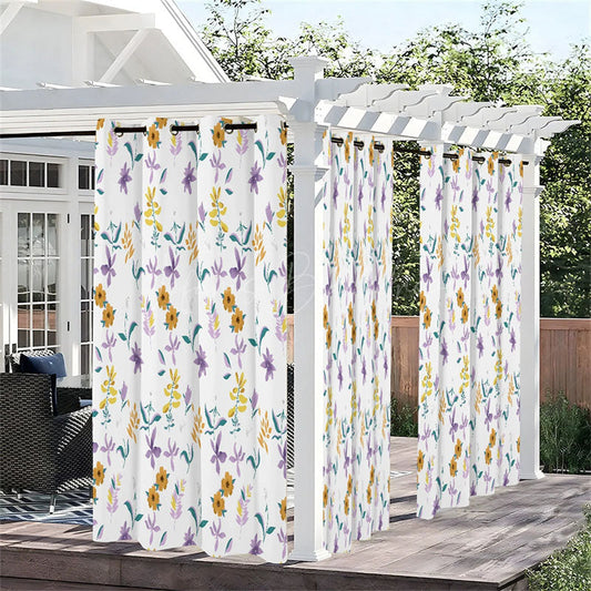 Lofaris Repeated Flowers Waterproof Printed Outdoor Curtains
