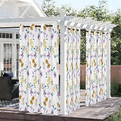 Lofaris Repeated Flowers Waterproof Printed Outdoor Curtains