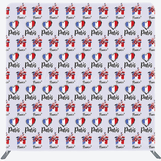 Lofaris Repeated French Flag Heart Paris Pillow Case Backdrop