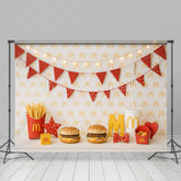 Lofaris Repeated M Wall Burger Shop Cake Smash Photo Backdrop