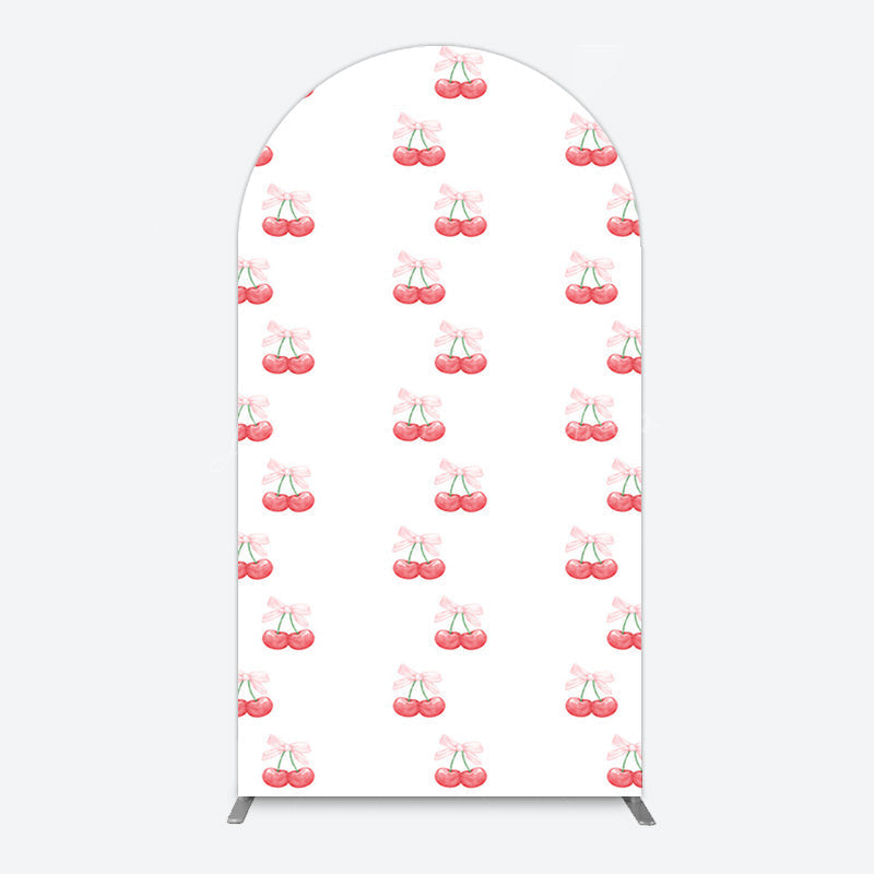 Lofaris Repeated Red Cherry Bow Tie Birthday Arch Backdrop