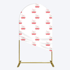 Lofaris Repeated Red Cherry Bow Tie Birthday Arch Backdrop