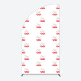 Lofaris Repeated Red Cherry Bow Tie Birthday Half Moon Arch Backdrop