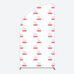 Lofaris Repeated Red Cherry Bow Tie Birthday Half Moon Arch Backdrop