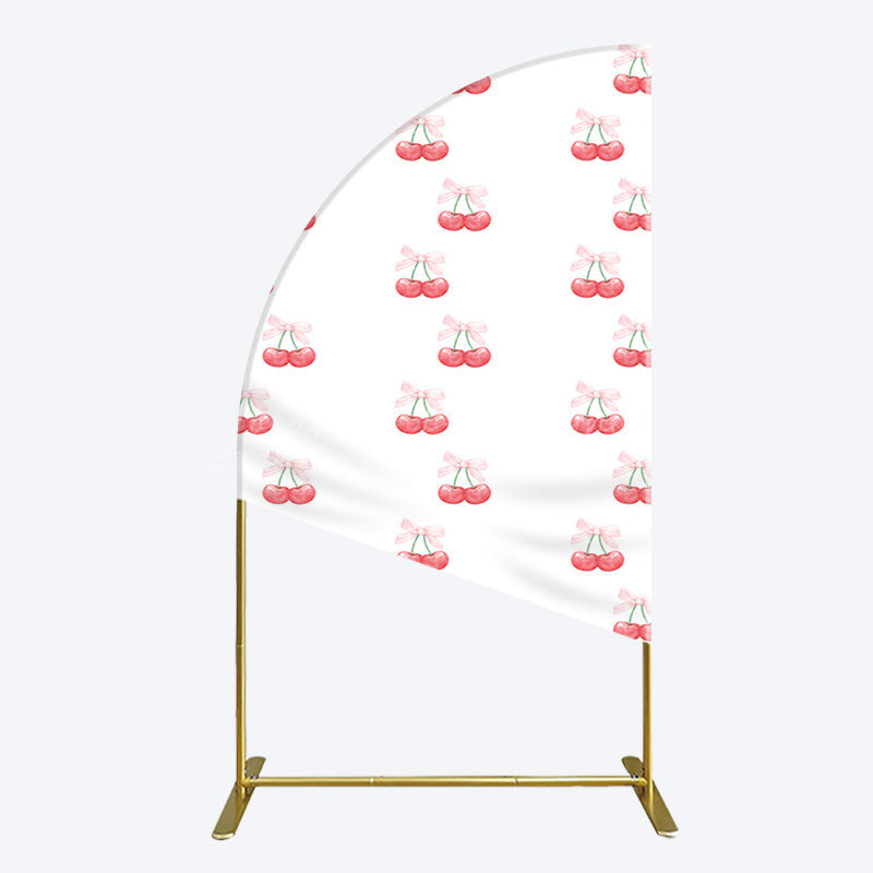 Lofaris Repeated Red Cherry Bow Tie Birthday Half Moon Arch Backdrop