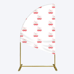 Lofaris Repeated Red Cherry Bow Tie Birthday Half Moon Arch Backdrop