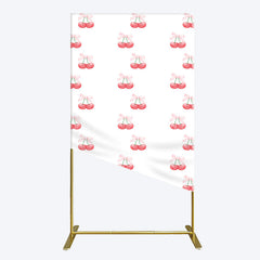 Lofaris Repeated Red Cherry Bow Tie Birthday Rectangle Backdrop