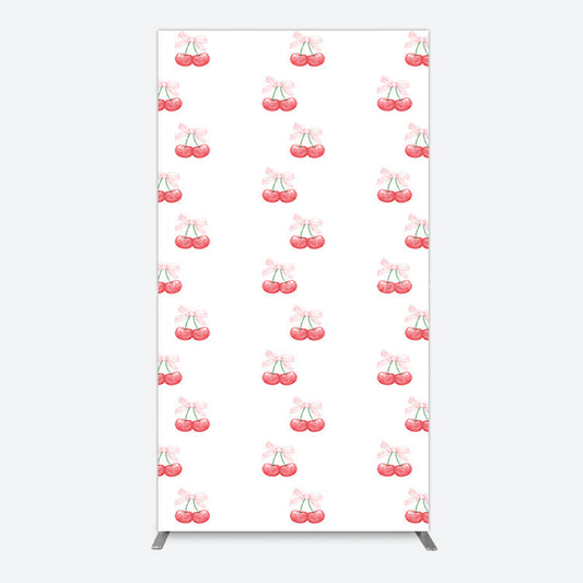 Lofaris Repeated Red Cherry Bow Tie Birthday Rectangle Backdrop