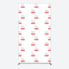 Lofaris Repeated Red Cherry Bow Tie Birthday Rectangle Backdrop