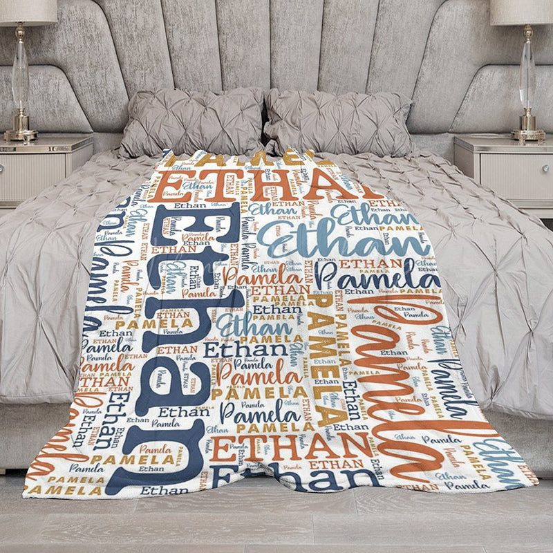 Lofaris Repeated Various Fonts Custom Family Name Blanket