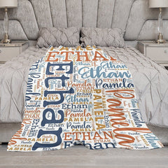 Lofaris Repeated Various Fonts Custom Family Name Blanket