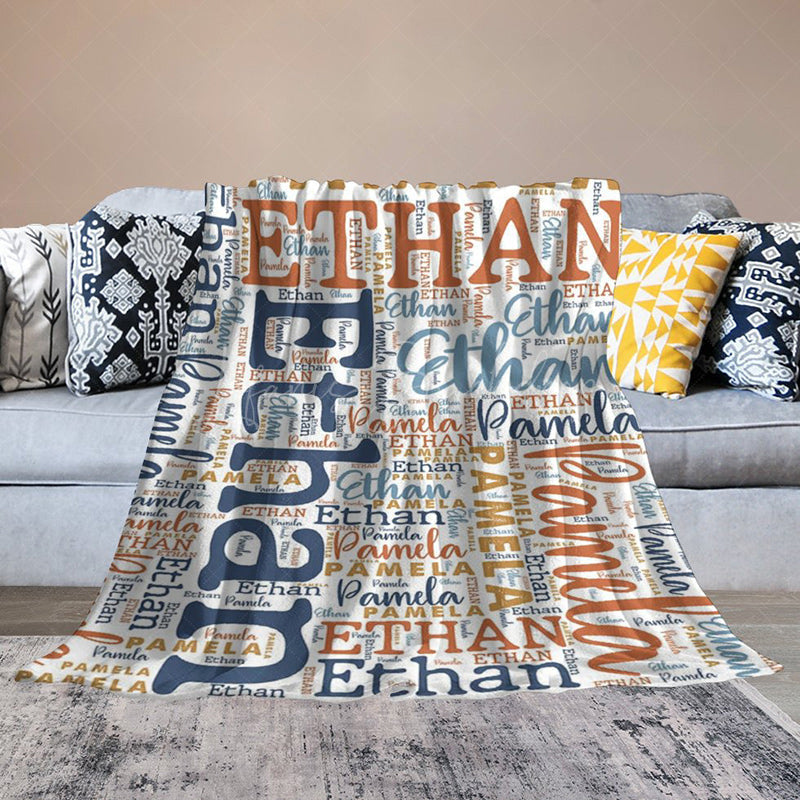 Lofaris Repeated Various Fonts Custom Family Name Blanket