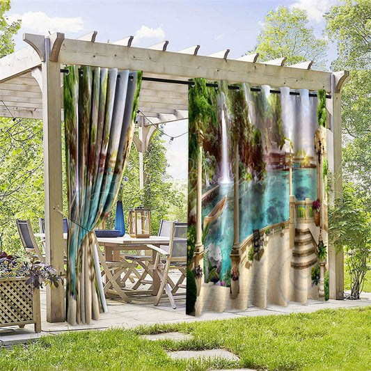 Lofaris Resort Scenery Waterproof Printed Outdoor Curtains