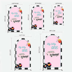 Lofaris Retro 50s Diner Arch Backdrop Pink Classic Car and Milkshake 1st Birthday Party Decoration