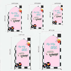 Lofaris Retro 50s Diner Half Moon Arch Backdrop Pink Classic Car and Milkshake 1st Birthday Party Decoration