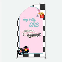 Lofaris Retro 50s Diner Half Moon Arch Backdrop Pink Classic Car and Milkshake 1st Birthday Party Decoration