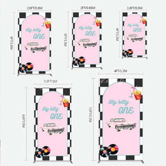Lofaris Retro 50s Diner Rectangle Backdrop Pink Classic Car and Milkshake 1st Birthday Party Decoration