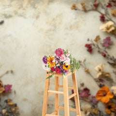 Lofaris Retro Abstract Beige Wall Dried Flower Photo Backdrop