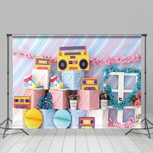 Lofaris Retro Back To 90S Baby Cake Smash Photography Backdrop