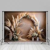 Lofaris Retro Beige Plume Boho Backdrop For Photography