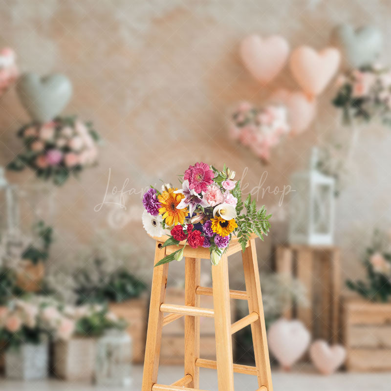 Lofaris Retro Beige Wall Balloons Plant Floral Backdrop
