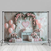 Lofaris Retro Beige Wall Balloons Romantic Floral Backdrop