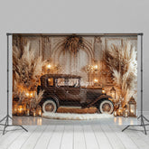 Lofaris Retro Beige Wall Brown Truck Boho Wedding Backdrop