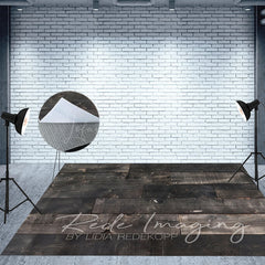 Lofaris Retro Black Grey Wood Grain Fabric Floor Backdrop