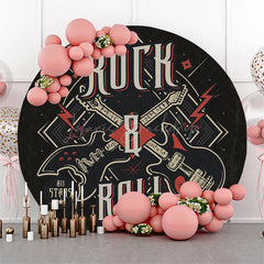 Lofaris Retro Black Rock Roll Musical Round Party Backdrop