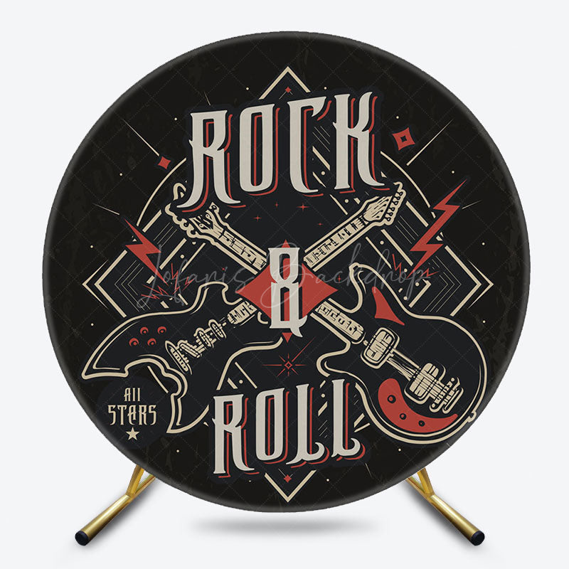 Lofaris Retro Black Rock Roll Musical Round Party Backdrop