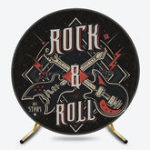 Lofaris Retro Black Rock Roll Musical Round Party Backdrop