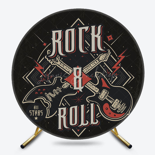 Lofaris Retro Black Rock Roll Musical Round Party Backdrop