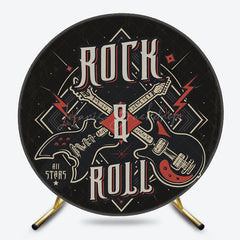 Lofaris Retro Black Rock Roll Musical Round Party Backdrop