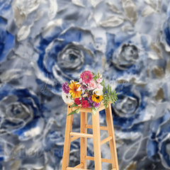 Lofaris Retro Blue Abstract Floral Fine Art Photo Backdrop