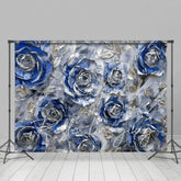Lofaris Retro Blue Abstract Floral Fine Art Photo Backdrop