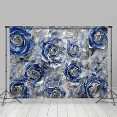 Lofaris Retro Blue Abstract Floral Fine Art Photo Backdrop